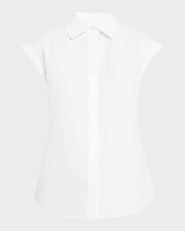 Fitted Cap-Sleeve Cotton Shirt